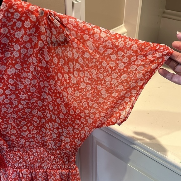 Zara Floral Flounced Hem Mini Dress Size Medium - Picture 5 of 14